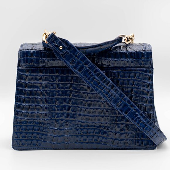 Retro Glam MWOT Brahmin Retired Hallie Ink Leontyne Bule Sachel - Picture 3 of 10